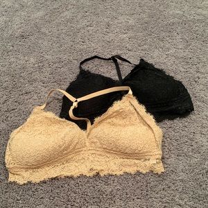 Aerie Bralette Bundle XL Black and Nude